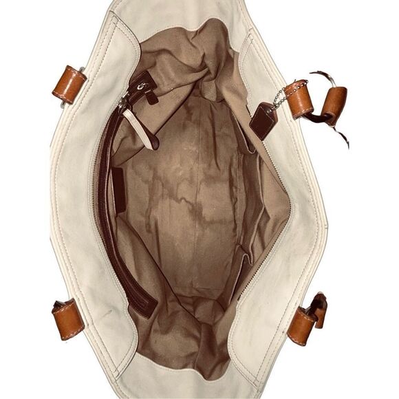 Coach Cream Leather Large Shoulder Bag Soho Double Front Pocket  With Wallet - Picture 4 of 10